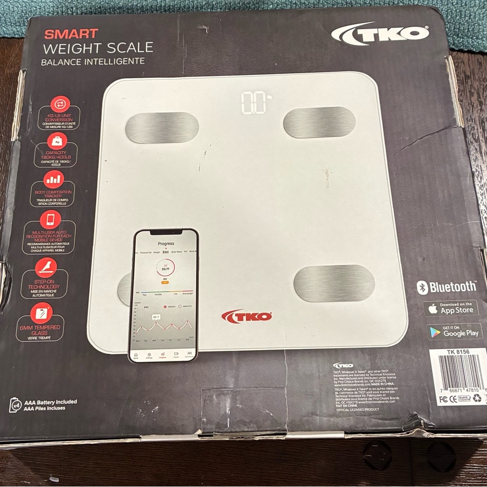 TKO Digital Body Scale with Silver Accents